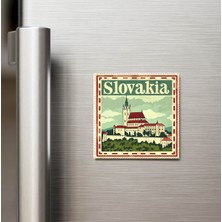 İberk Slovakya Slovakia - Posta Pulu Temalı Ülke - Baskılı Buzdolap Magneti Kare - 9x9 cm