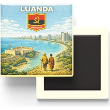 İberk Retro Angola Luanda Şehri Temalı Vintage Buzdolap Magneti – 9x9 cm