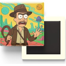 İberk Indiana Jones - 9x9 cm Baskılı Kare Buzdolap Magneti (Rozetli)
