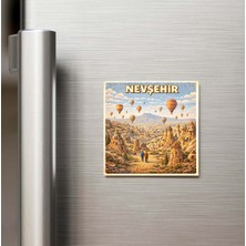 İberk Nevşehir Şehri - Pop-Art Travel - 9x9 cm Buzdolap Magneti