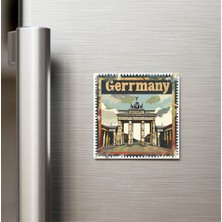 İberk Almanya Germany - Posta Pulu Temalı Ülke - Baskılı Buzdolap Magneti Kare - 9x9 cm