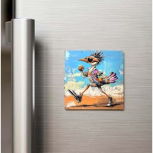 İberk Roadrunner - Yol Koşucusu - Güneş Gözlüklü Style - Buzdolap Magneti - 9x9 cm