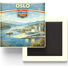 İberk Retro Norveç Oslo Şehri Temalı Vintage Buzdolap Magneti – 9x9 cm
