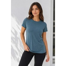 Livizmir Moda Basic Tişört Bisiklet Yaka Kısa Kol Günlük Yazlık Slim Fit T-Shirt - Füme