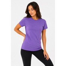 Sun & North Sun&north Basic Tişört Bisiklet Yaka Kısa Kol Günlük Yazlık Slim Fit T-Shirt - Mor