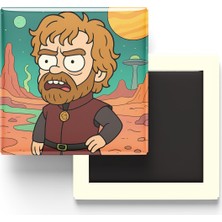 İberk Tyrion Lannister - 9x9 cm Baskılı Kare Buzdolap Magneti (Rozetli)
