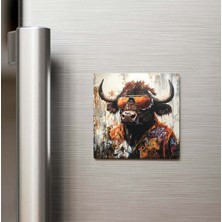 İberk Buffalo - Manda - Güneş Gözlüklü Style - Buzdolap Magneti - 9x9 cm