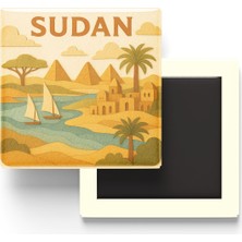 İberk Sudan - Sudan - Paper Cut Art - Baskılı Buzdolap Magneti Kare - 9x9 cm