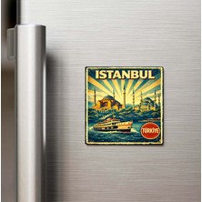 İberk Vintage Istanbul Şehri Temalı Buzdolap Magneti – 9x9 cm