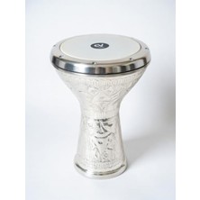 MarkEntegra Vatan 5 Numara El Yapımı Hand Made Alüminyum Darbuka, Gümüş, Özel Tasarım, Alyan ve Taşıma Kılıfı Dahil