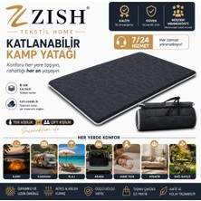 Beyaz Fitilli Koyu Antrasit Gri Taşınabilir Katlanır Yatak Karavan Kamp Yatağı Anne Yanı Yer Yatağı