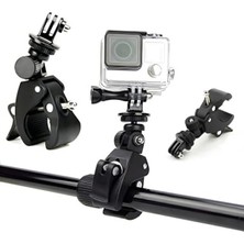 Esranın Dünyası Evrensel Alünyum Alaşımlı Aksiyon Kamerası Montaj Kelepçesi, 360° Döner, Motosiklet ve Bisiklet – Go Hero 11/10/9/8/7/6/5, INSTA360, Akaso, Dji Osmo Action, Pocket ile Uyumlu, Siyah
