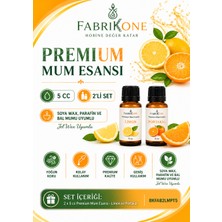 Fabrikone Premium Mum Esansı 5 cc 2'li Set - Limon, Portakal - Soya Wax, Parafin, Jel Wax ve Bal Mumu Uyumlu BKFAB2LMPT5