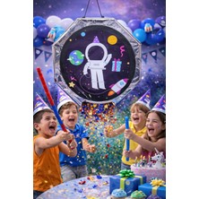Astronot Temalı Pinyata ve Sopası – Katlanabilir Doğum Günü Parti Oyunu 40 cm Konsept Seçenekli