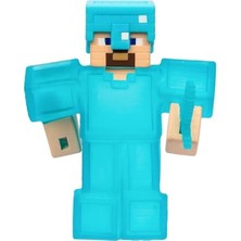 MarkEntegra Minecraft Esnek Karakterler, Elmas Zırhlı ve Kılıçlı Steve, Içinde Gizli Elmas Parçasıyla Doldurulan Süper Yumuşacık Goo, Boyutunun 3 Katına Kadar Uzatın - Duyusal Oyuncaklar