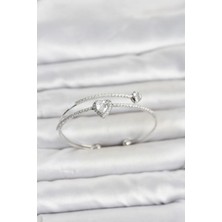 Inure Jewelry Pirinç Gümüş Renk Kalp Model Zirkon Taşlı Kadın Bileklik