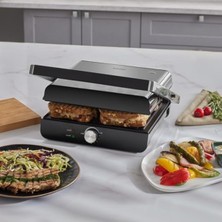MarkEntegra Homend Grilliant 1349H 4 Dilim Kapasiteli Gövdeli Döküm Plakalı Tost ve Izgara Makinesi Inox 2000W