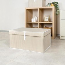MarkEntegra Orret Home Çok Amaçlı Kapaklı Sandık Tipi Hurç Organizer – Büyük Boy Saklama Kutusu – Dolap Içi, Yatak Altı ve Baza Altı Için Sert ve Dayanıklı Depolama Çözümü – Katlanabilir (Krem, 60X40X30 Cm)