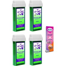 Vi-Vet 100 ml Roll-On Azulen Ağda 4 Adet ve 2mt Ağda Bezi ile Kolay Uygulama Sağlar