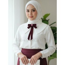Jivva's Collection Bordo Kadife Kadın Fiyonk Broş. Parlayan Kırmızı Taş Detaylı Fiyonk Broş .boyun Kravat
