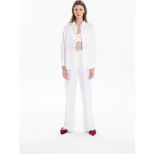 ZERO ZERO THREE NINE Bağcıklı Cep Detaylı Oversize Kadın Dokuma Pantolon