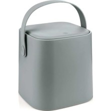 MarkEntegra Tutma Saplı Iç Kovalı Tezgah Üstü Mutfak Çöp Kovası, 4 Litre, Kilitli Kapak, Click Kapak, 20X20X22 cm (Gri, 4 Litre)