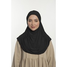 Loggia Pratik Hijab Sandy Şal - Hazır Türban Tesettür Eşarp Namazlık Namaz Örtüsü Siyah