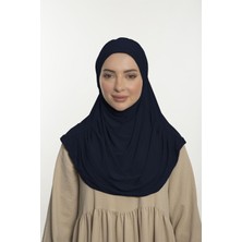 Loggia Pratik Hijab Sandy Şal - Hazır Türban Tesettür Eşarp Namazlık Namaz Örtüsü Lacivert