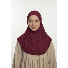 Loggia Pratik Hijab Sandy Şal - Hazır Türban Tesettür Eşarp Namazlık Namaz Örtüsü Bordo