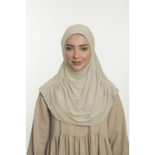 Loggia Pratik Hijab Sandy Şal - Hazır Türban Tesettür Eşarp Namazlık Namaz Örtüsü Krem