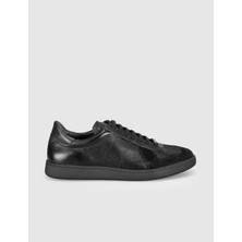 Cabani Hakiki Dana Deri Siyah Süet Erkek Sneaker Ayakkabı