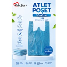 Kalbi Ticaret Kalın Mavi Poşet Büyük Boy 1 kg Hışır Atlet Poşet Market Manav Poşeti Çöp Poşeti