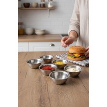Akayev Aurea 6lı Paslanmaz Çelik Burger Yanı Sosluk, Reçellik 6 cm
