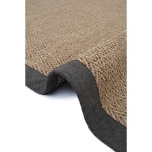 Estiva Home Jüt Sisal Bej Halı Kaymaz Taban Kahve Çerçeveli Kumaş Biyeli Oturma Odası Salon Robot Süpürge Uyumlu Tozumaz Sahra