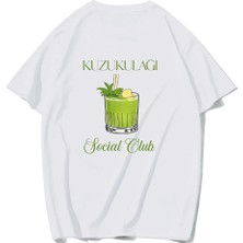 Brz Collection Unisex Oversize Kuzu Kulağı Kokteyl T-Shirt (Beyaz)