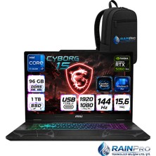 MSI Msı Cyborg 15 Intel Core I7-13620H 96 GB Ddr5 1 Tb SSD 8GB/RTX5060 15.6" Fhd 144Hz Windows 11 Pro Gaming Laptop  B13WFKGRNP30