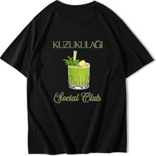 Brz Collection Unisex Oversize Kuzu Kulağı Kokteyl T-Shirt Siyah