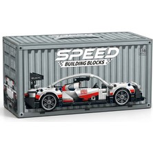 Toys E Toys Speed Building Blocks 1:18 Ölçek Çek Bırak Beyaz Yarış Arabası Yapı Blok Seti 455 Parça 9055-3