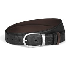 Montblanc Grain Deri At Nalı Tokalı 30 mm Çift Taraflı Kemer 222151