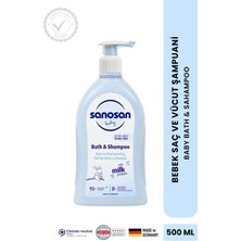 Sanosan Bebek Şampuanı ve Duş Jeli 500 ml - Doğal Süt Proteinli Göz Yakmayan Nazik Bakım