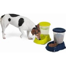 Popüler Sepet Smart Hazneli Kedi ve Köpek Mama Kabı Gri 1,5 Lt