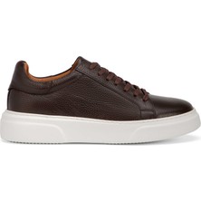 Tergan Kahverengi Hakiki Deri Erkek Sneaker - E4MEAY057782-A42