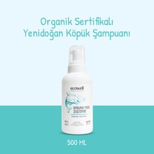 Ecowell Organik Yenidoğan Bebek Saç ve Vücut Köpük Şampuanı Vegan Sertifikalı Kokusuz 500 ml