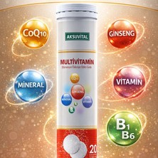 Çare Burada Multivitamin Efervesan 20 Tablet (Koenzim Q10, Demir, Çinko, Biotin, Folik Asit, Vitamin E & C & B & D3)