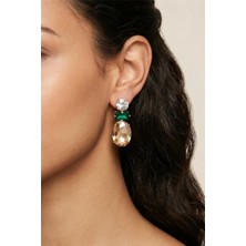 Petek Aksesuar Damla Kristal Stud Küpe 3 Cm.