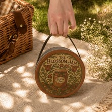 Sarkap Home 2,8 L Vintage Desen Deri Saplı Kutu ve 4'lü 200 ml Kavanoz Piknik Seti 190X100 mm