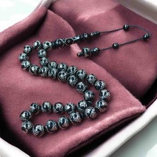 İnan Tesbih 10X10 mm Özel Işçilik Gümüş Işlemeli Küre Kesim Kuka Tesbih