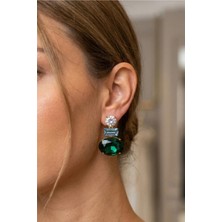 Petek Aksesuar Oval Kristal Stud Küpe 3 Cm.