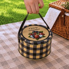 Sarkap Home 2,8 L Raspberry Mavi Deri Saplı Kutu ve 4'lü 200 ml Kavanoz Piknik Seti 190X100 mm