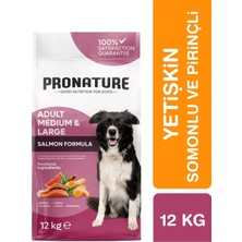 Pronature Orta ve Büyük Irk Yetişkin Kuru Köpek Maması (Derma Shine) - Somonlu ve Pirinçli - 12KG